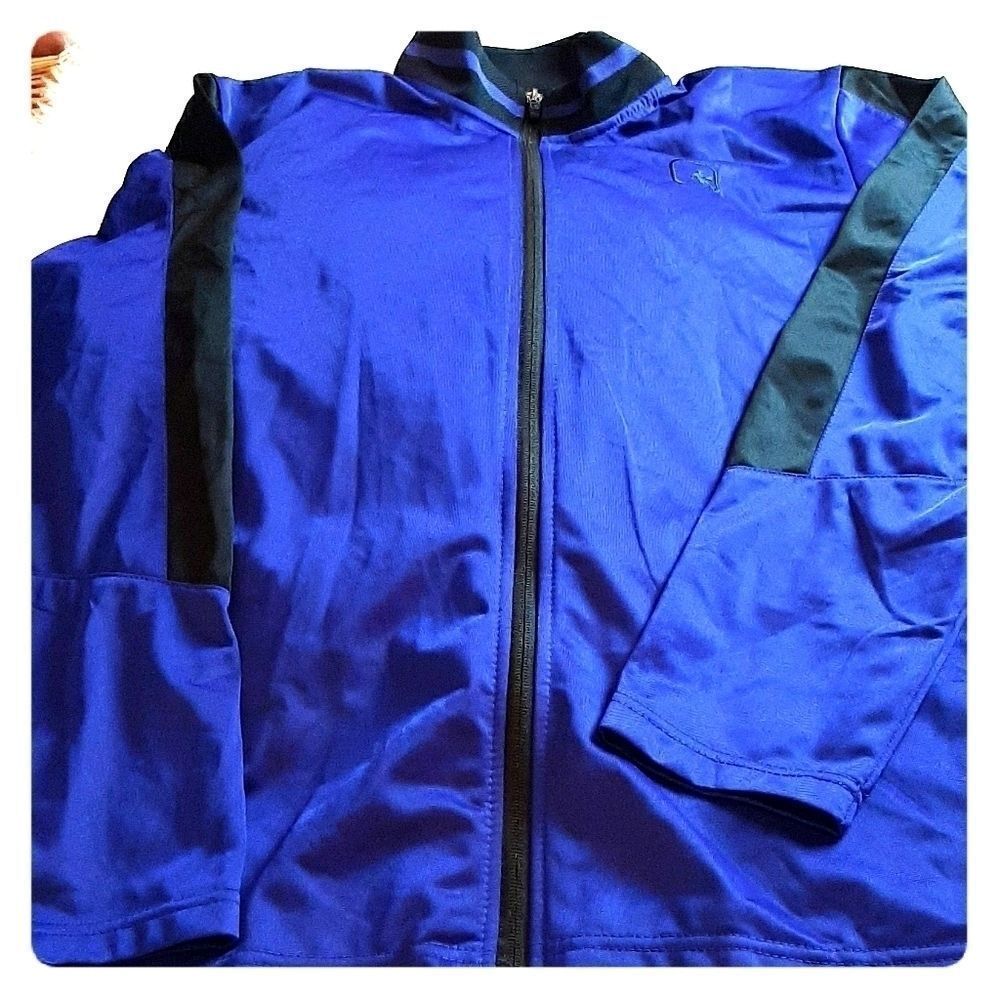 ADDIDAS BLUE& Black Sports Satin Jacket‎ M